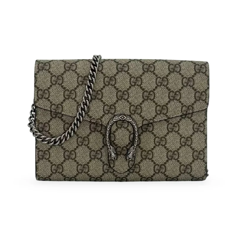 Women Gucci bags with a chain - link trim and a leather bodyGUCCI: GG Supreme Dionysus Chain Wallet