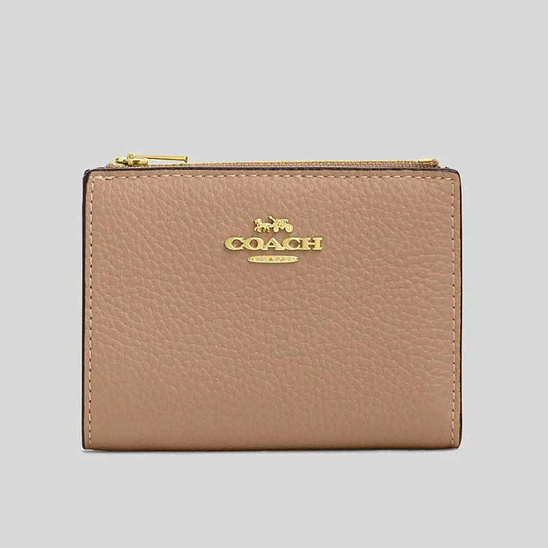 Ladies Coach shoulder bags with a magnetic - closure flap for easy accessCOACH Bifold Wallet Taupe CM315