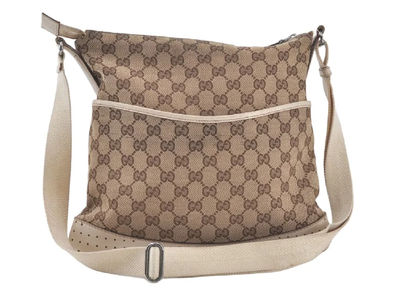 Women Gucci backpacks with a luxurious leather finishAuthentic GUCCI Shoulder Cross Body Bag GG Canvas Leather 145857 Brown 6804K