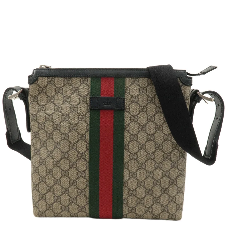 Women Gucci backpacks with a luxurious leather finishGUCCI Sherry GG Supreme Leather Shoulder Bag Beige Black 387111