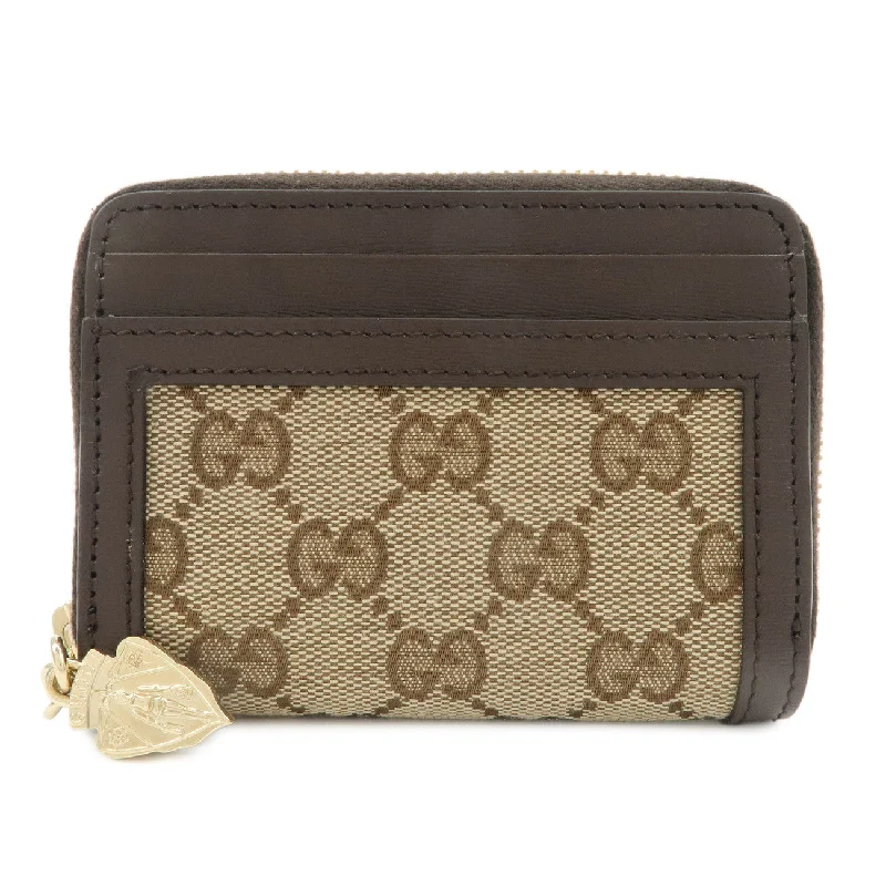 Women Gucci Sylvie bags with a detachable ribbon detailGUCCI Luce GG Canvas Leather RoundZip Coin Case Beige Brown 790037