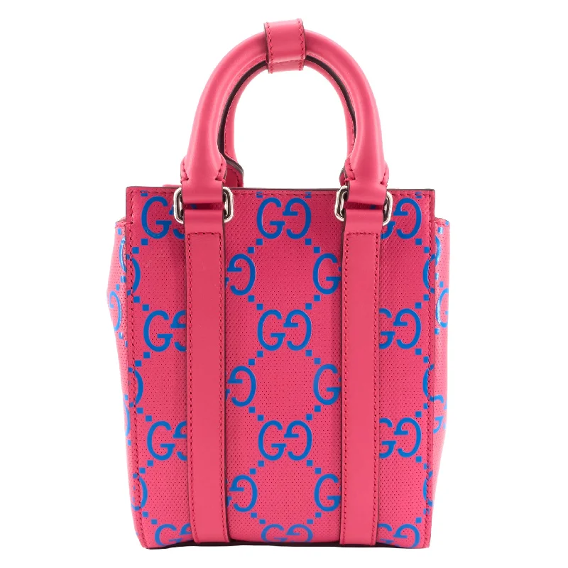 Women Gucci Sylvie bags featuring the signature web stripeGG Tennis Perforated Calfskin Mini Tote Bag