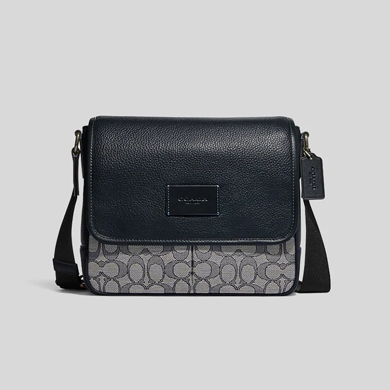 Coach handbags with a perforated leather detail for a breathable and unique designCOACH Sprint Map Bag 25 In Signature Jacquard Navy Midnight CE534