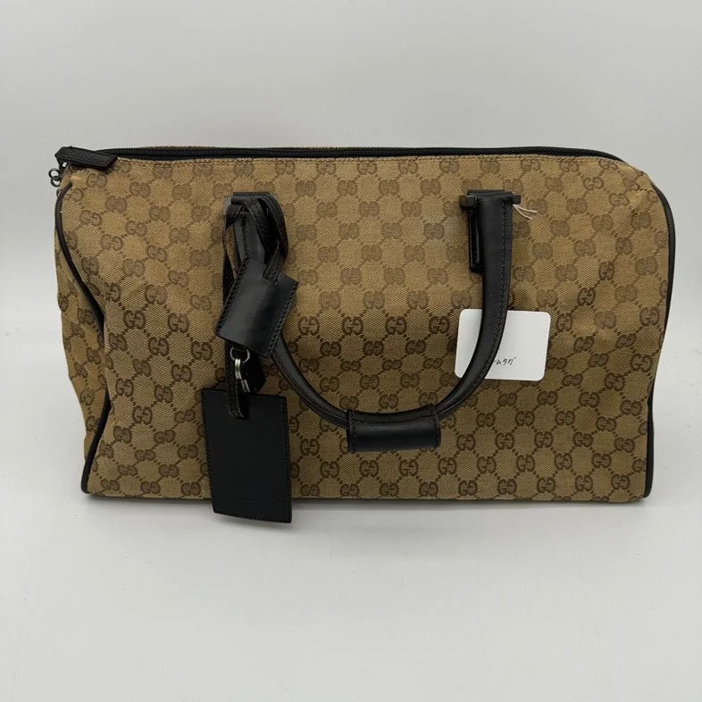 Women Gucci bags with a detachable mirror insideGucci Canvas Travel Bag Brown Medium Size