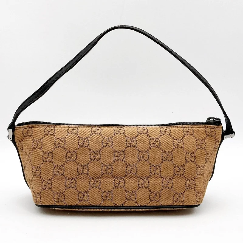 Women Gucci bags with a detachable mirror insideGucci 07198 Accessory Pouch Cosmetic Camel x Dark Brown GG Canvas Women's