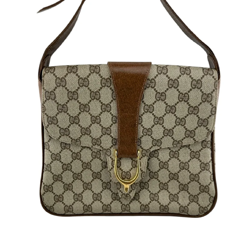 Ladies Gucci handbags with a detachable coin purse insideGUCCI Brown GG Supreme Coated Canvas Shoulder Bag