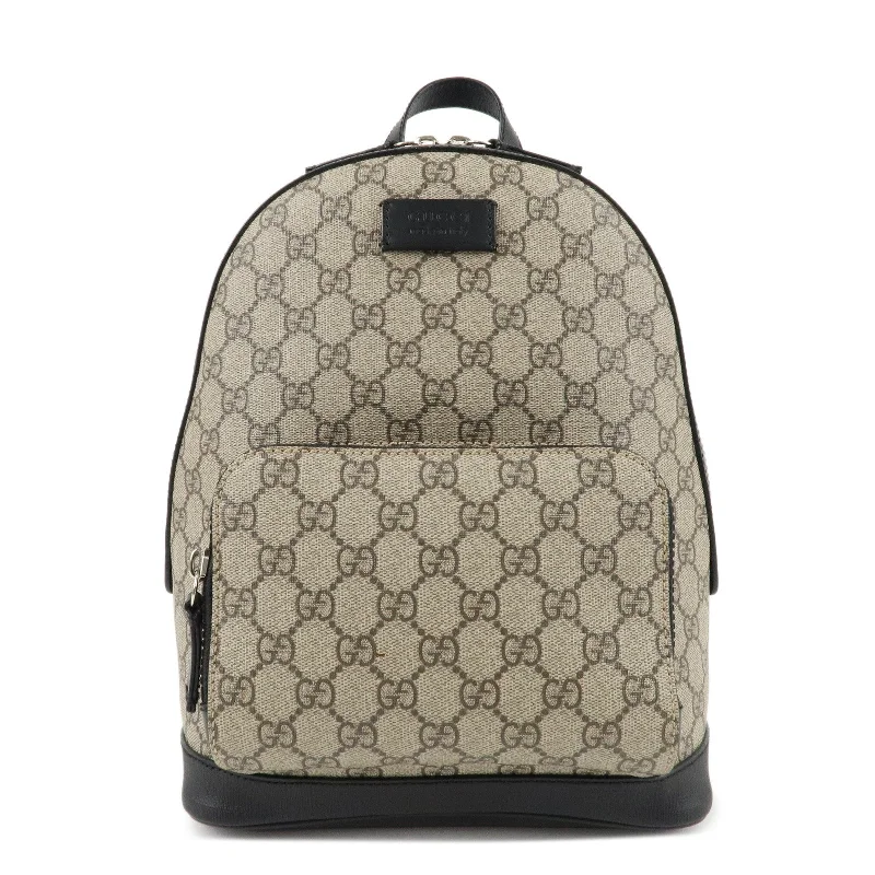 Gucci handbags for women with a beaded trimGUCCI GG Supreme Leather Backpack Rucksack Beige Black 429020