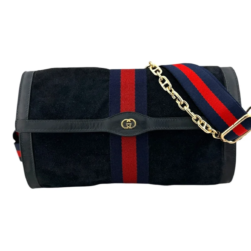 Gucci Dionysus bags for women with tiger - head claspsGUCCI Large Navy Suede Ophidia Clutch with added Strap & Chain