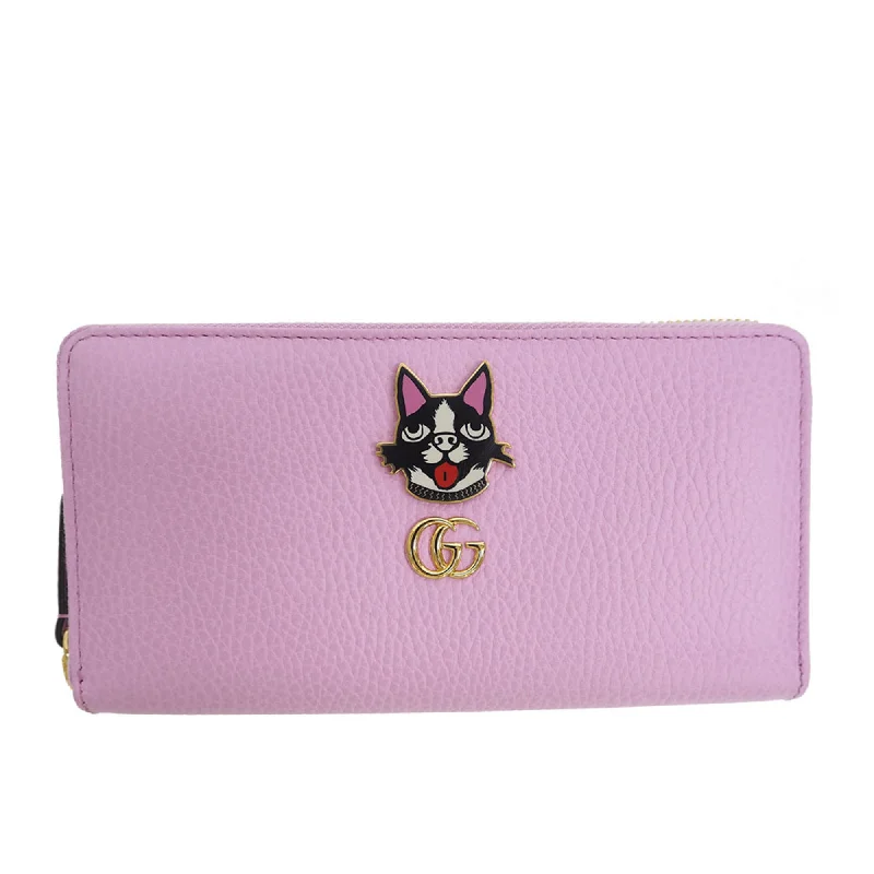 Ladies Gucci shoulder bags with a tassel decorationGucci 499337 GG Marmont Bosco Zip Around Wallet Round Purse Light Pink Dog Boston Terrier