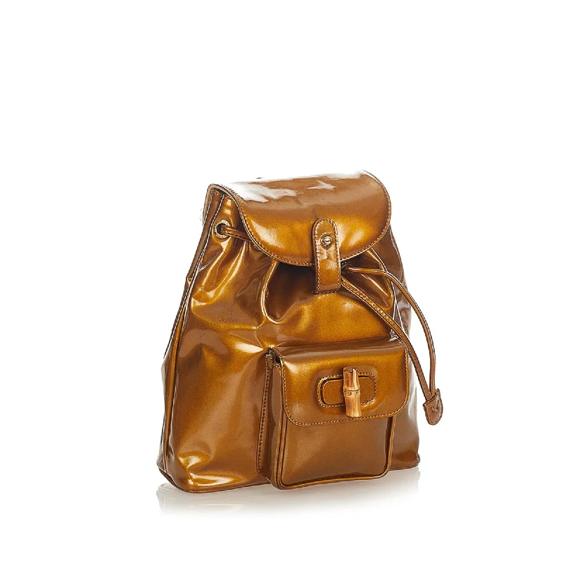 Ladies Gucci Dionysus bags with a star - shaped charmGucci Bamboo Patent Leather Backpack (25222)