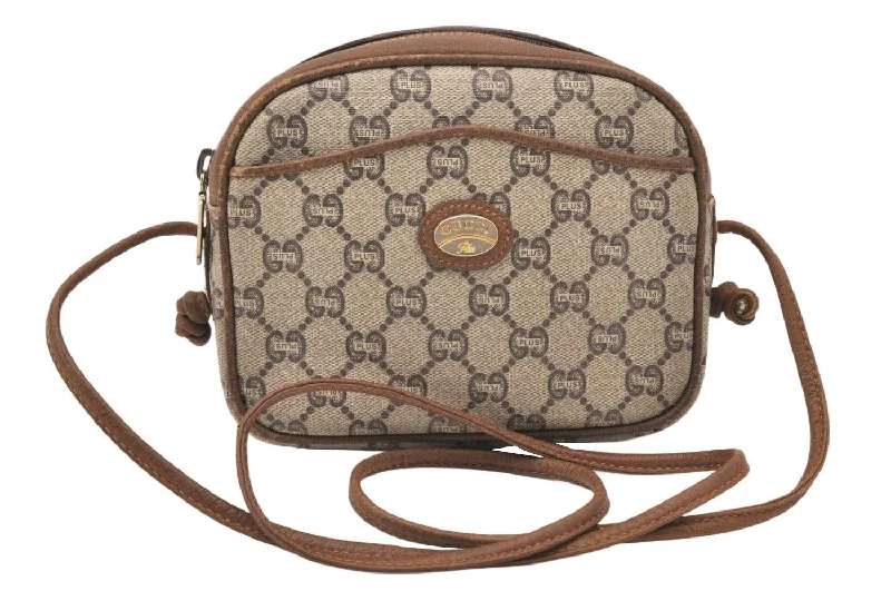 Gucci crossbody bags for women with adjustable leather strapsAuthentic GUCCI GG Plus Shoulder Cross Body Bag PVC Leather Brown Junk 5673K