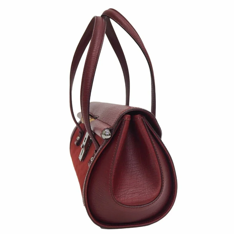 Ladies Gucci shoulder bags with a tassel decorationGucci 111713 GG canvas bamboo handBag red tubular shoulder