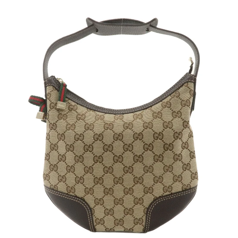 Gucci tote bags for women with a double - handle designGUCCI Princy GG Canvas Leather Shoulder Bag Beige Brown 162895