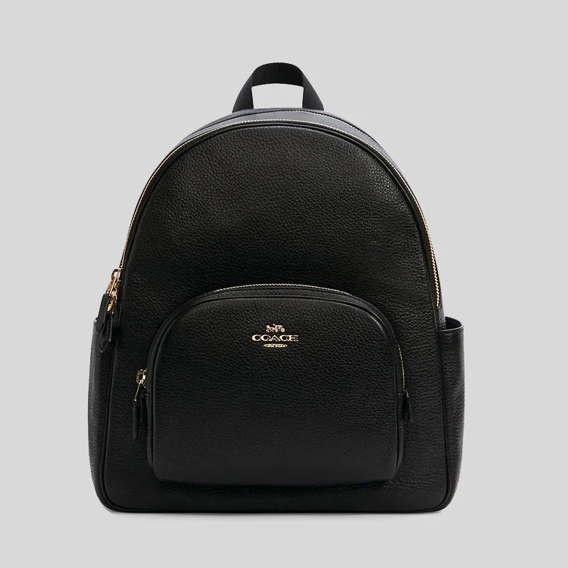 Coach bags with a zip - top closure and a front - pocket for quick accessCoach Court Backpack Black 5666