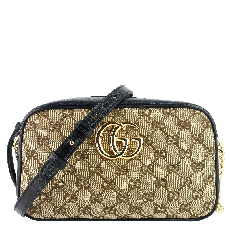 Women Gucci Sylvie bags with a monogram - embossed leatherMarmont Small Monogram Canvas Chain Shoulder Bag