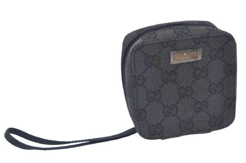 Ladies Gucci Dionysus bags with a detachable shoulder strapAuthentic GUCCI Pouch Purse GG Canvas Leather Black L0559