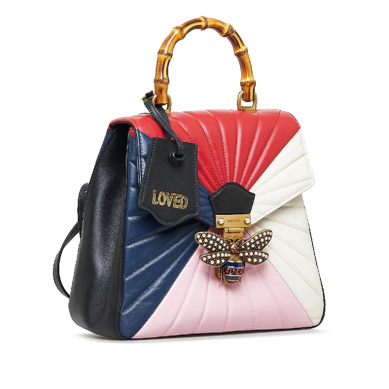 Women Gucci Sylvie bags with a detachable ribbon detailGucci Bamboo Queen Margaret Backpack (WhMd0R)