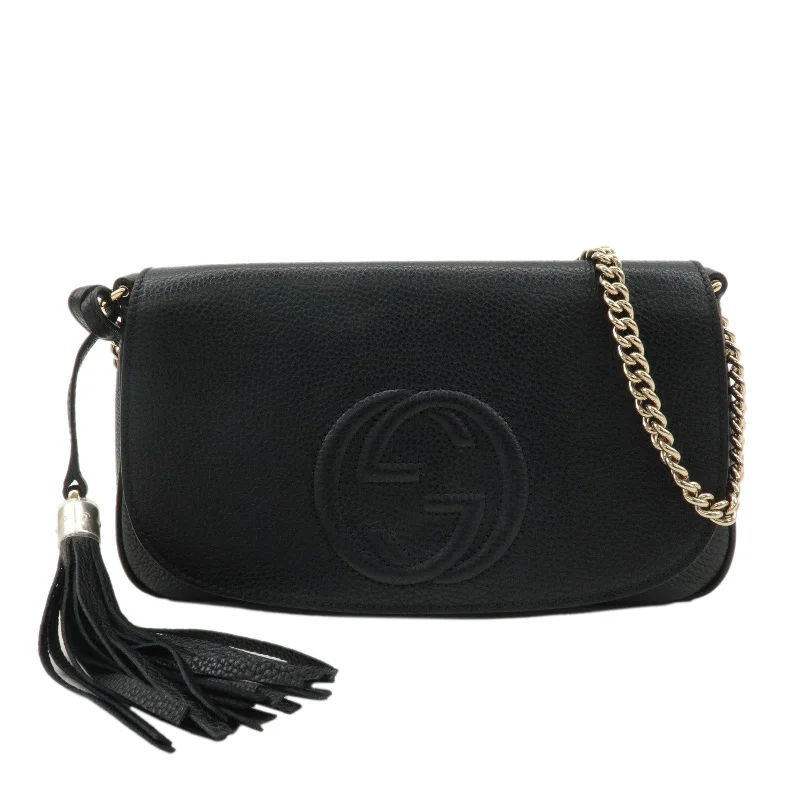 Gucci backpacks for women with a sleek silhouetteGUCCI SOHO Leather Chain Shoulder Bag Black 536224