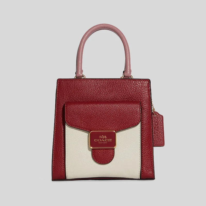 Coach crossbody bags with a woven leather strap for a unique textureCOACH Mini Pepper Crossbody In Colorblock C6994 1941 Red Multi