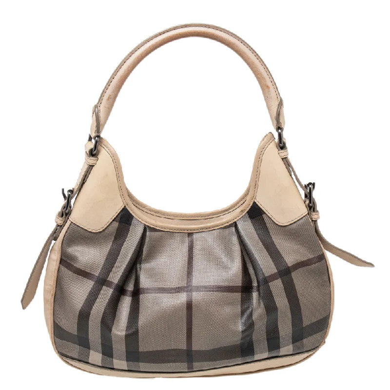 Elegant Burberry Clutch Bags for Formal EventsBeige Coated Canvas And Leather Small Brooklyn Hobo