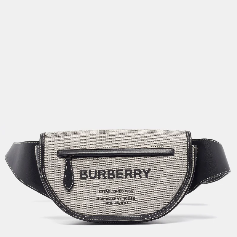 Limited Edition Burberry Bags for CollectorsGrey/Black Canvas and Leather Small Olympia Bumbag