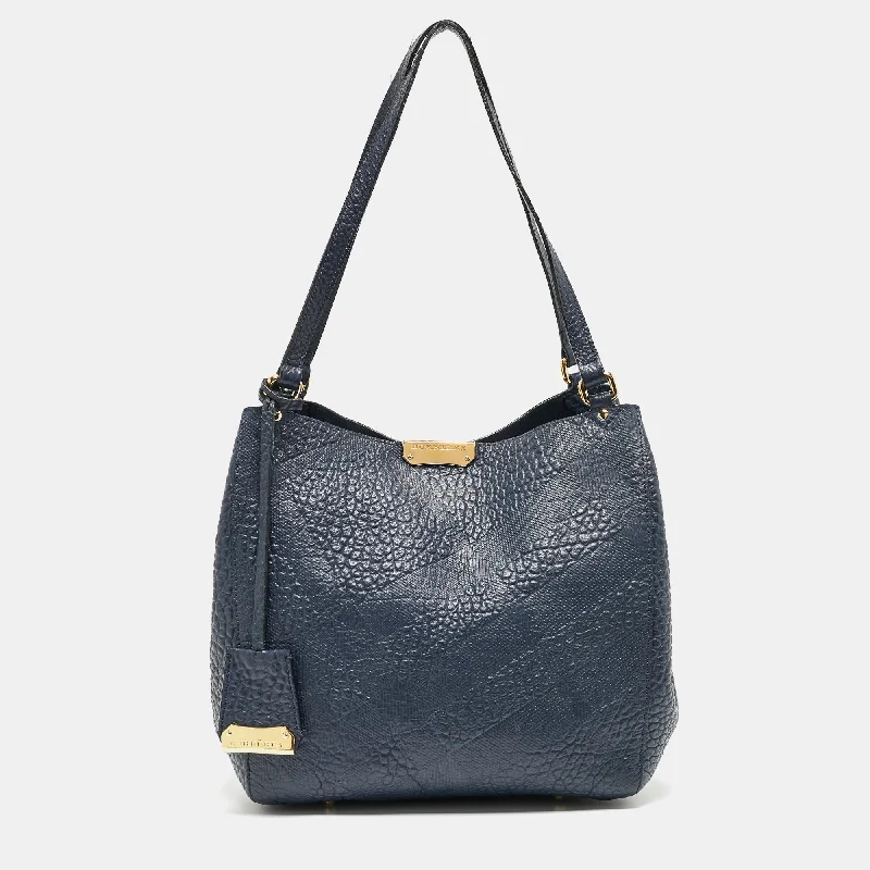 Sparkling Sequined Burberry Bags for PartiesNavy Blue Embossed Leather Canterbury Tote