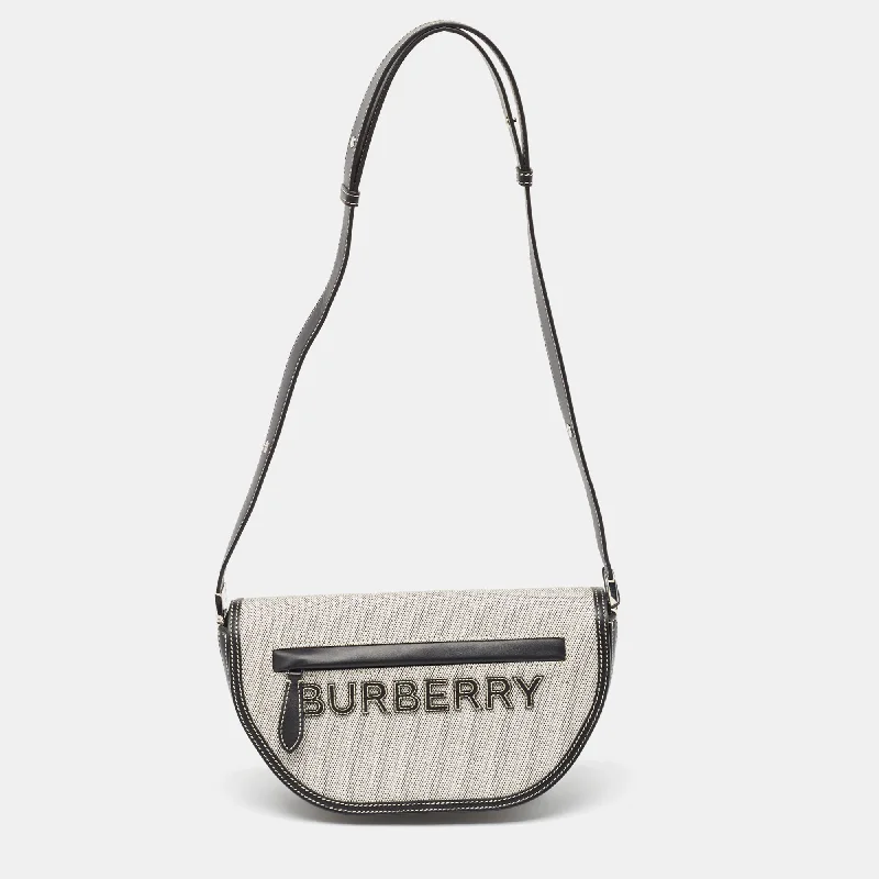 Artistic Print Burberry Bags for Art LoversBlack/White Canvas and Leather Small Olympia Shoulder Bag