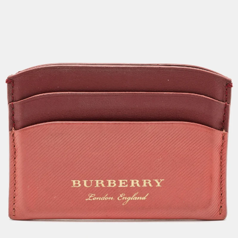 Burberry Bags with Reflective Elements for SafetyBurgundy/Light Red Leather Card Holder