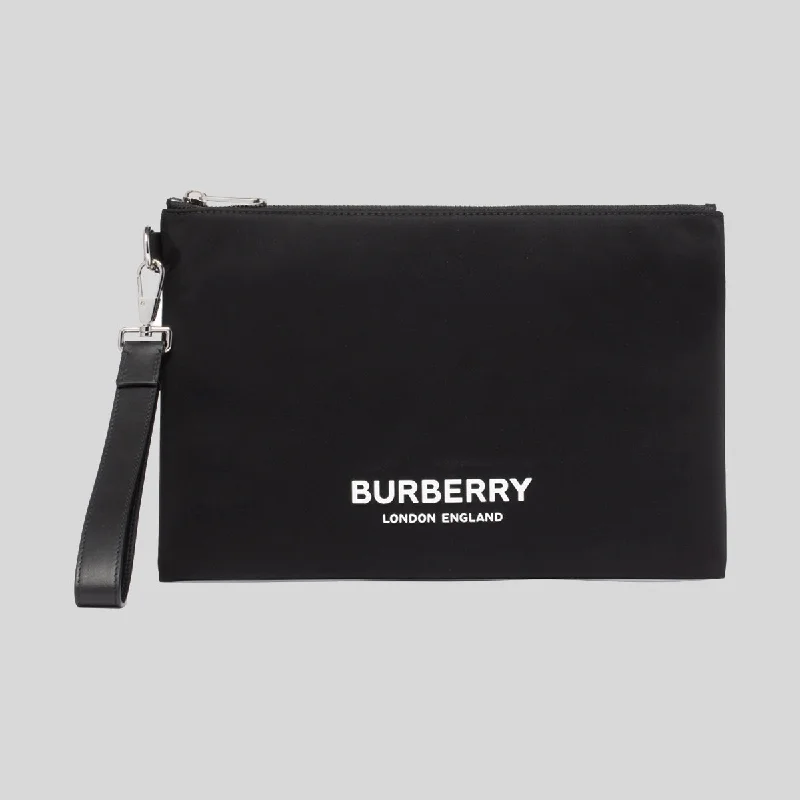 Pattern - Mixing Burberry Bags for a Fashion - Forward LookBURBERRY Unisex Logo Print Nylon Zip Pouch Black 80627541