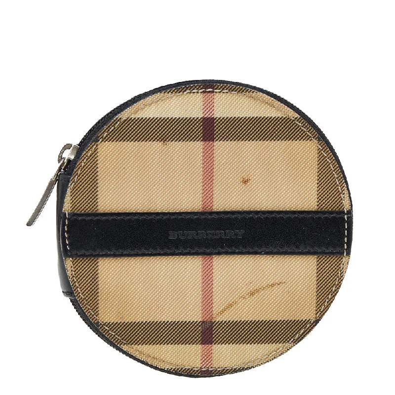 Monogrammed Burberry Bags for a Personal TouchBeige-Black House Check PVC And Leather Round Coin Pouch