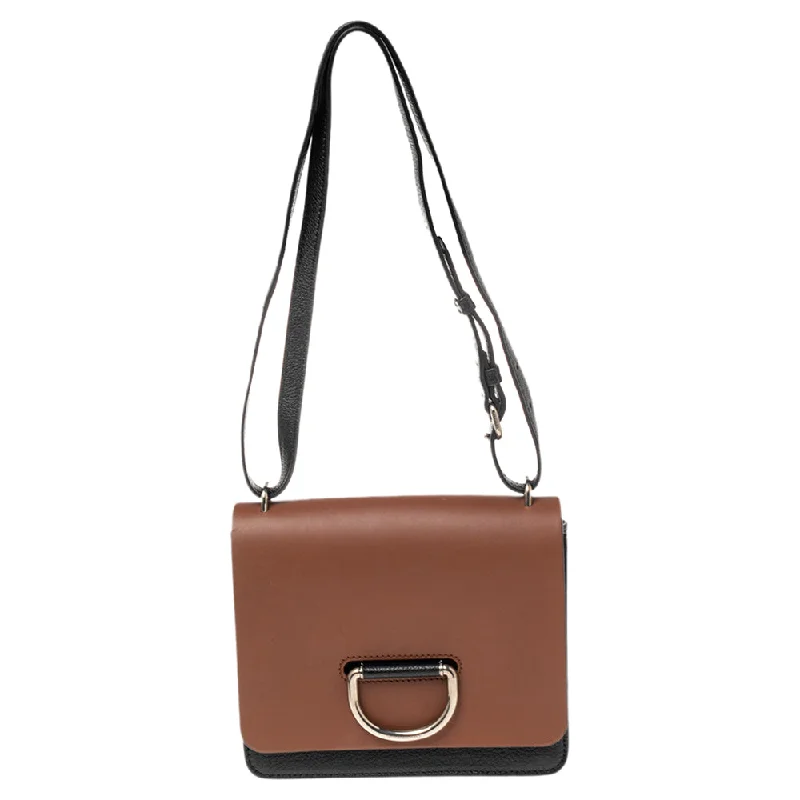 Burberry Bags with Interior Organizers for Easy SortingBrown/Black Leather Small D-Ring Shoulder Bag