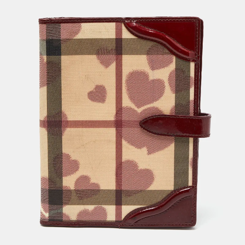 Elegant Burberry Clutch Bags for Formal EventsBurgundy Heart Nova Coated Canvas and Patent Leather Agenda Cover