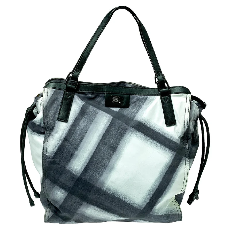 High - Quality Burberry Leather Shoulder BagsBlack Smoked Check Nylon and Leather Buckleigh Tote