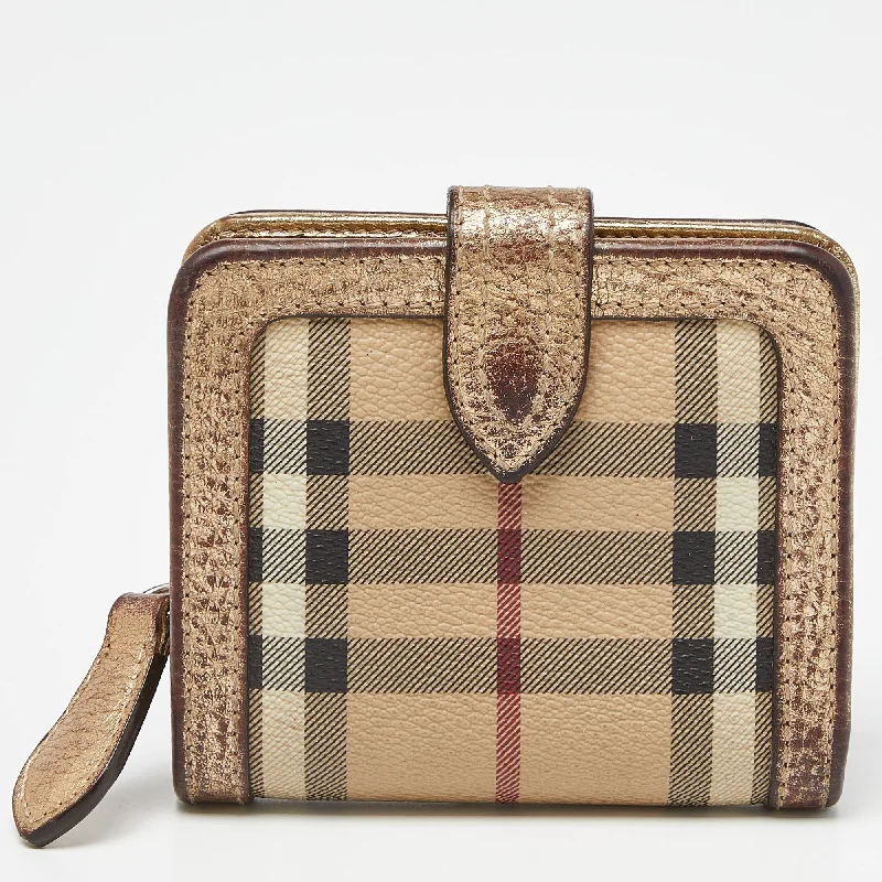 Affordable Replica - Looking Burberry BagsBeige/Gold Nova Check PVC and Leather Compact Wallet