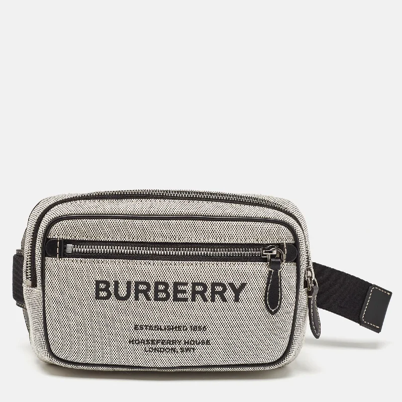 Compact Burberry Clutch Bags for WeddingsGrey/Black Canvas and Leather West Belt Bag