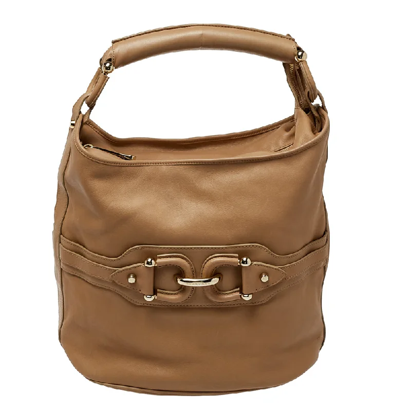 Light - Colored Burberry Bags for Spring and SummerBeige Leather Horsebit Hobo