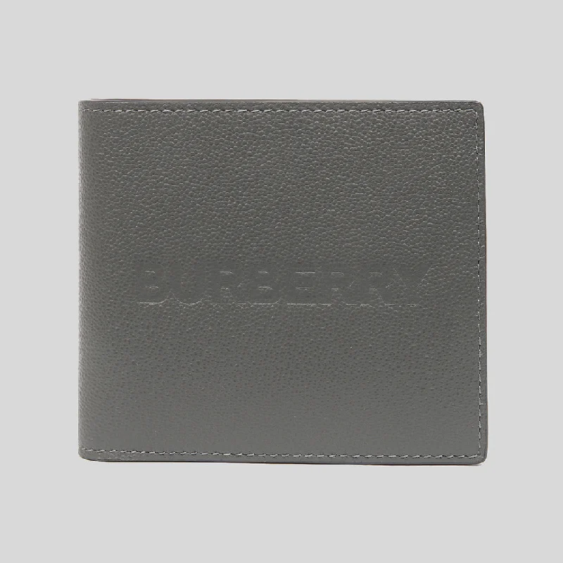 Seasonal Print Burberry Bags for Summer 2025BURBERRY Embossed Logo Leather International Bifold Wallet In Charcoal Grey 80528821