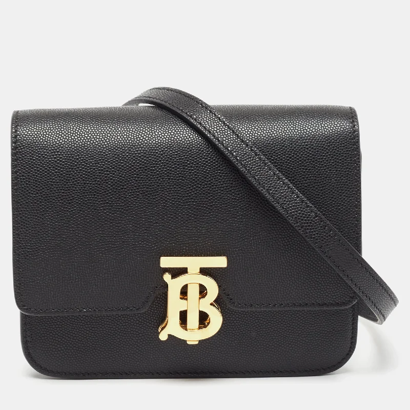 Dark - Hued Burberry Bags for a Sophisticated LookBlack Leather Mini TB Shoulder Bag