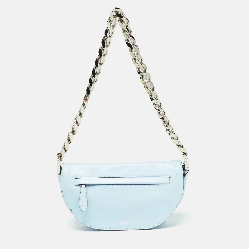 Burberry Bags with RFID Blocking TechnologyPale Blue Soft Leather Small Olympia Shoulder Bag