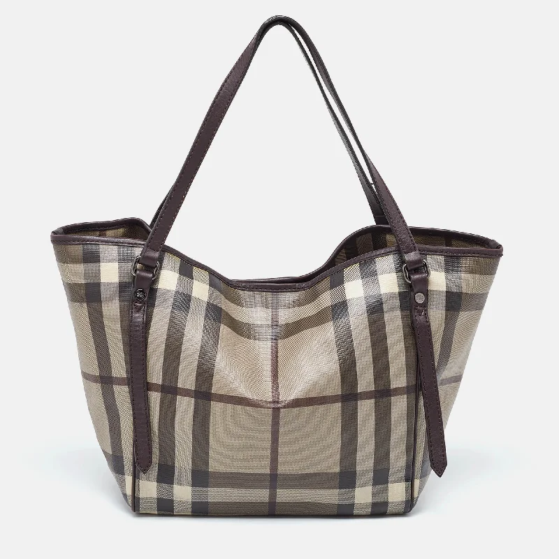 Vintage Inspired Burberry Bags for Retro LoversSmoked Check Coated Canvas and Leather Small Canterbury Tote