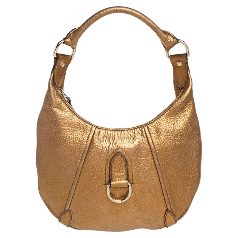 Burberry Bags with Chain Straps for a Chic VibeMetallic Gold Grained Leather Hobo