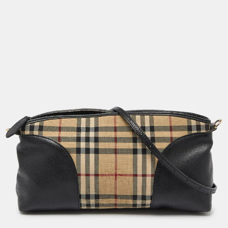 Seasonal Print Burberry Bags for Summer 2025Beige/Black House Check Canvas and Leather Chichester Crossbody Bag