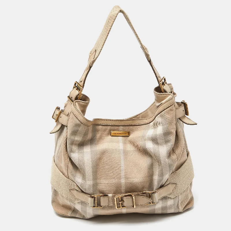 Miniature Burberry Crossbody Bags for Evening OutBeige House Check Canvas and Leather Large Parsons Bag