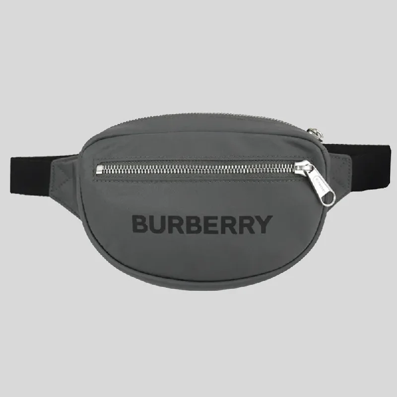 Soft Leather Burberry Duffel Bags for Weekend TripsBURBERRY Cannon Branded Nylon Belt/Crossbody Bag Grey 80528881