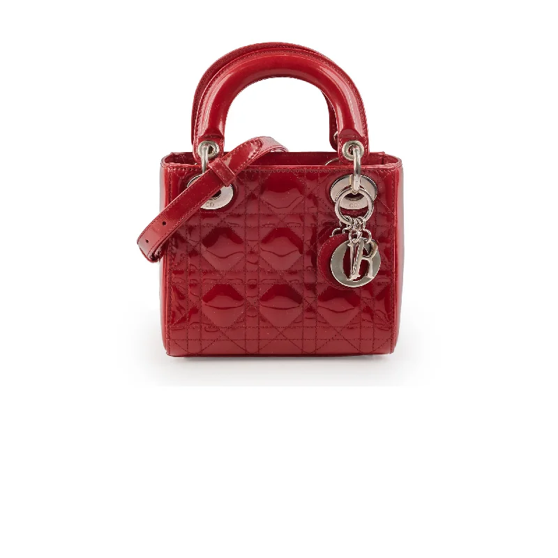 Christian Dior handbags with a back - pocket for quick storageChristian Dior Mini Lady Dior Patent Red