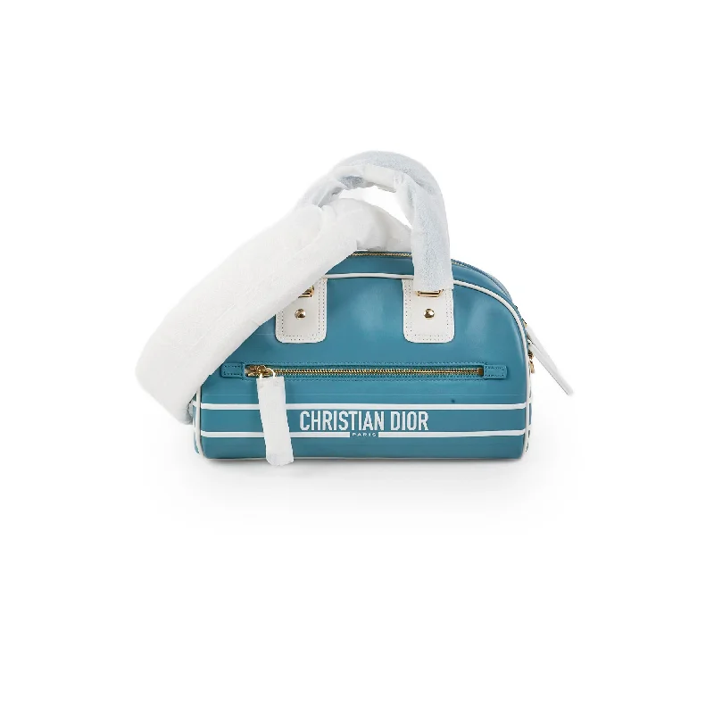 High - fashion Christian Dior bags with a geometric patternChristian Dior Small Vibe Zip Bowling Bag Aqua