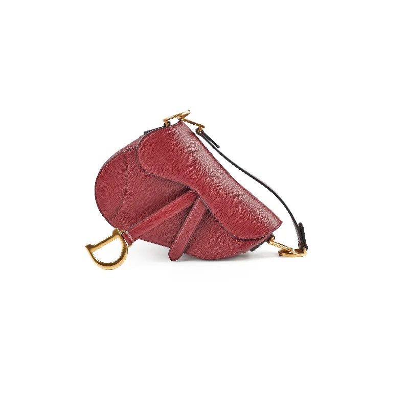 Christian Dior bags with a side - pocket for holding a water bottleChristian Dior Mini Saddle Burgundy