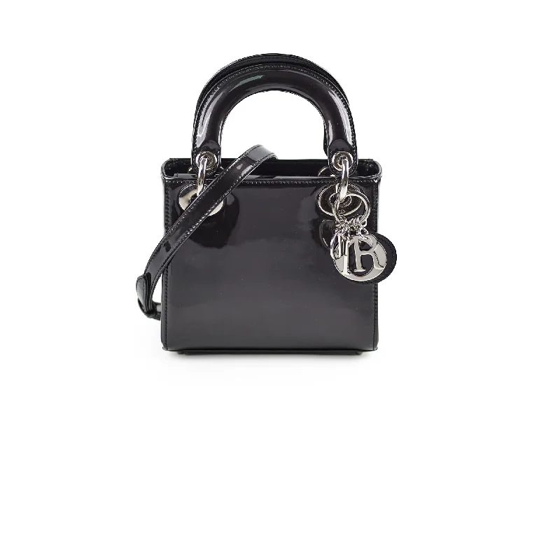 High - fashion Christian Dior bags with a geometric patternChristian Dior Mini Lady Dior Patent Black