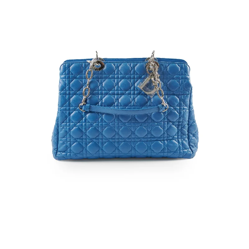 Christian Dior crossbody bags with a front - flap pocket for easy accessChristian Dior Cannage Leather Shopping Tote Blue