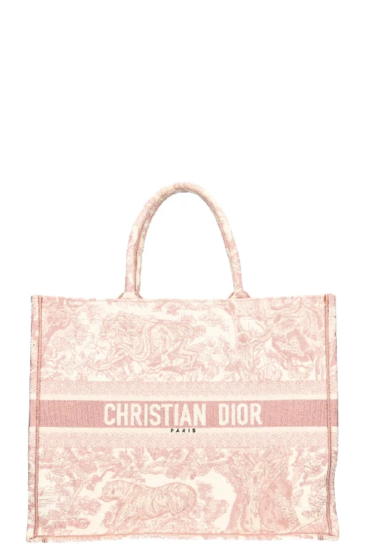 High - fashion Christian Dior bags with a geometric patternCHRISTIAN DIOR Book Tote Large Toile de Jouy Pink